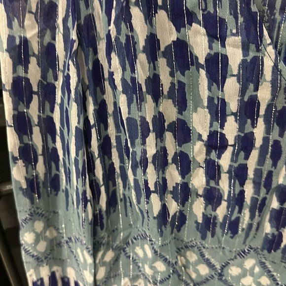 LUCKY brand blouse long sleeve sheer silver lurex stripe SIZE XS - Picture 4 of 5